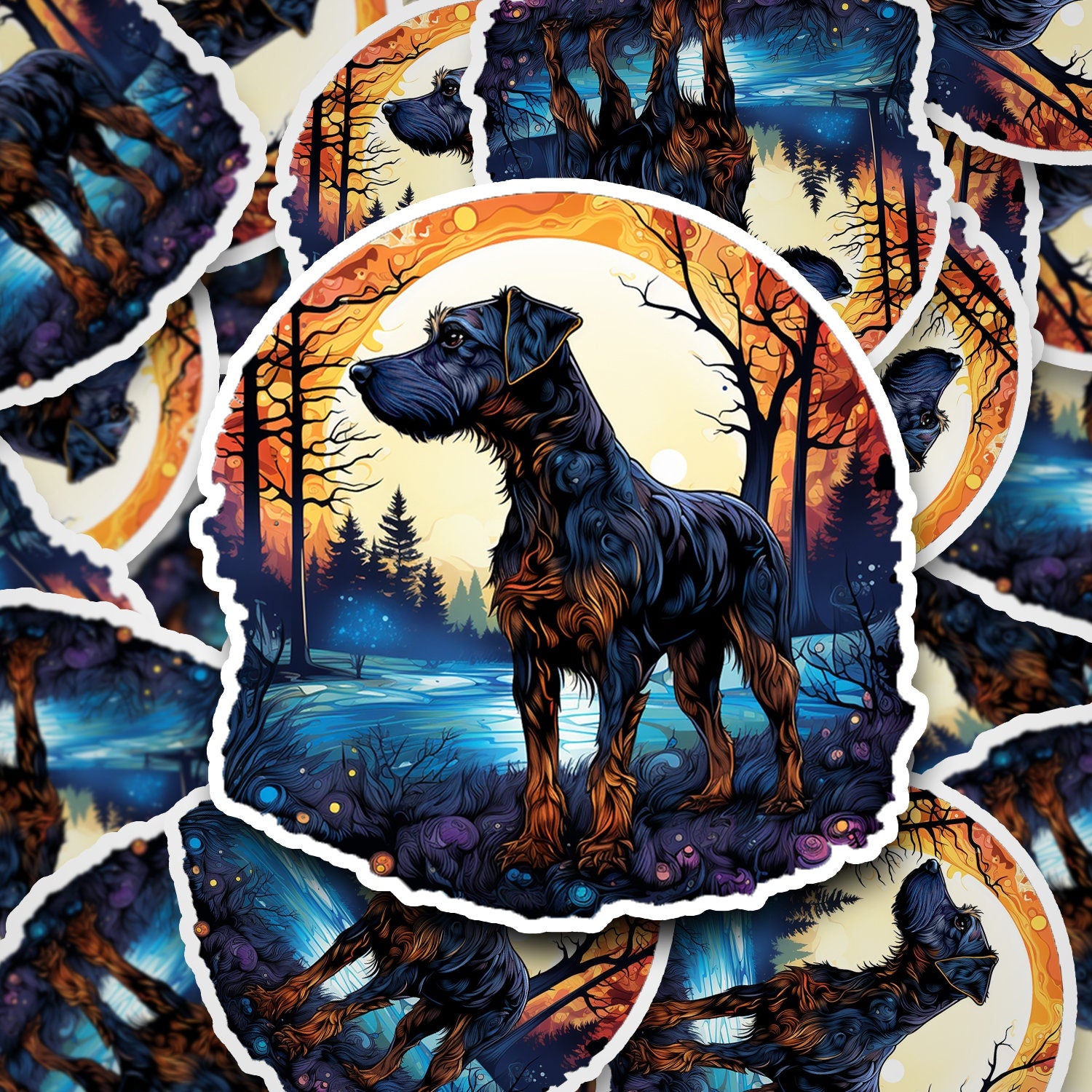 Jagdterrier Witchy Sticker - Holographic Familiar Decal, Magical Forest Dog, Enchanted Laptop & Journal Adornment