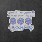 DnD Dice vinyl sticker featuring Drinking Song for the Socially Anxious in White