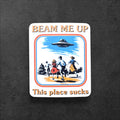 Beam Me Up UFO Sticker | Funny Retro Sci-Fi Vinyl Decal