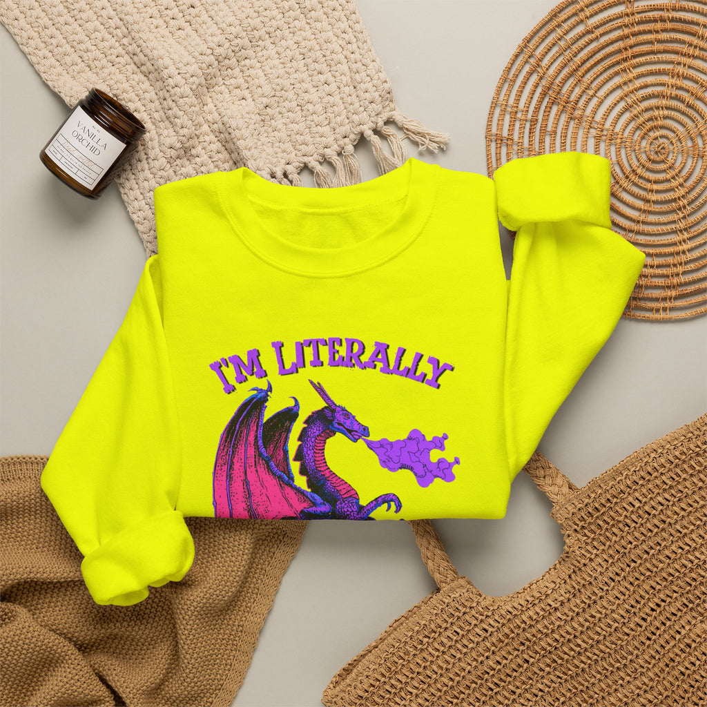 Retro Dragon Sweatshirt Im Literally Just a Girl Monster Girl Aesthetic 80s Fantasy Crewneck