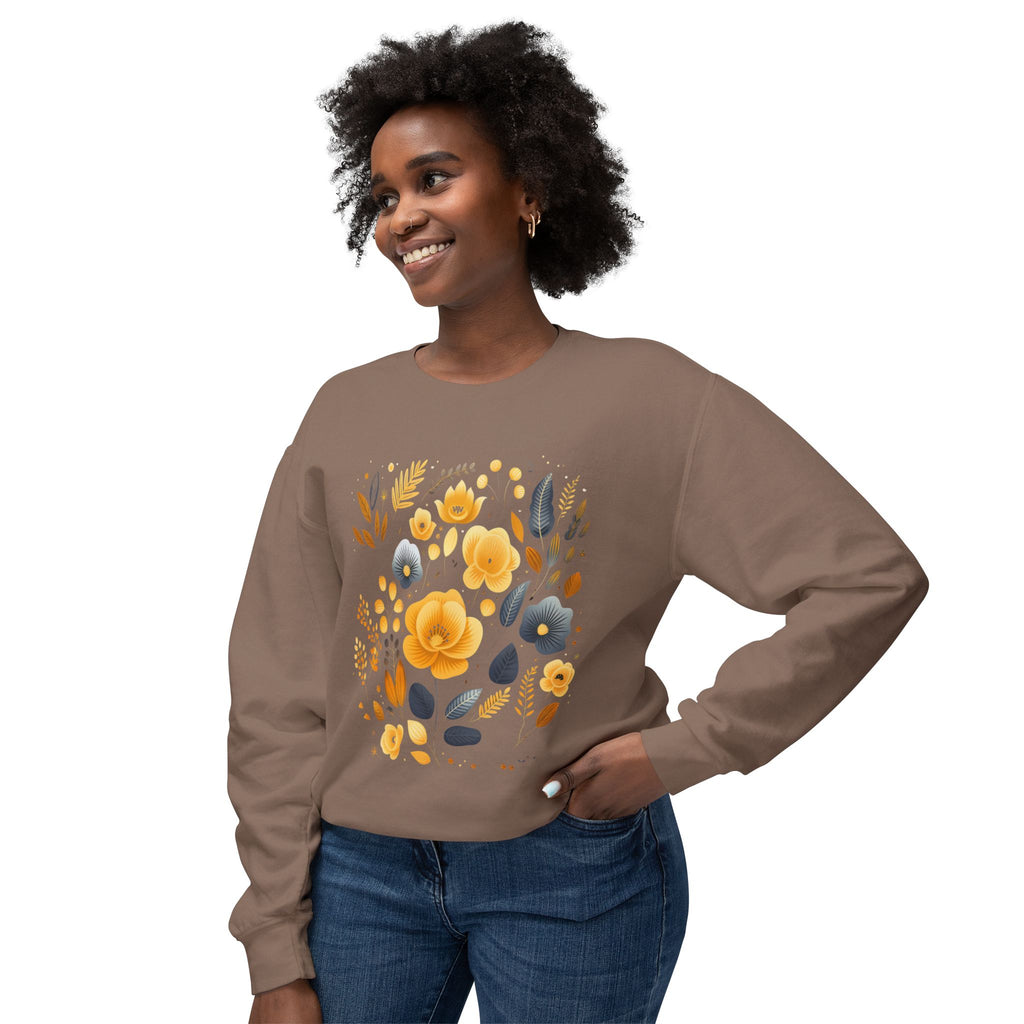 Golden Blooms graphic sweatshirt featuring Vintage Botanical Floral