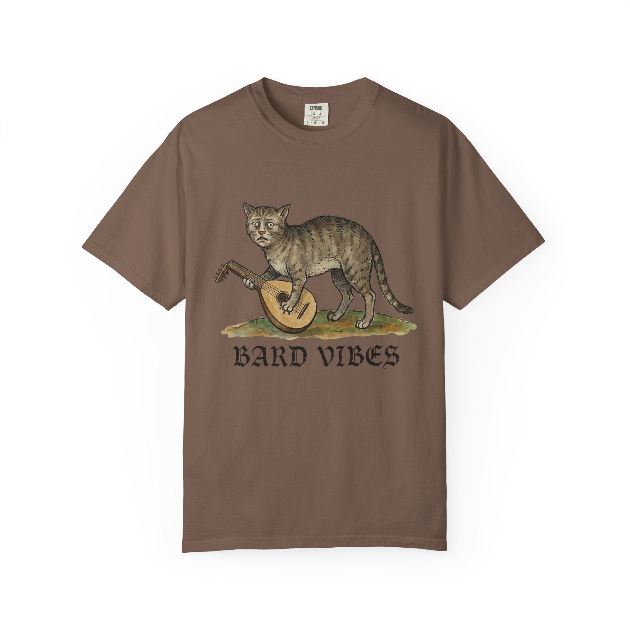 Bard Vibes Cat Shirt | Medieval Cat Art Tee, Funny Folk Fantasy Shirt, Music Lover Gift, DnD Bard Aesthetic Unisex Tee