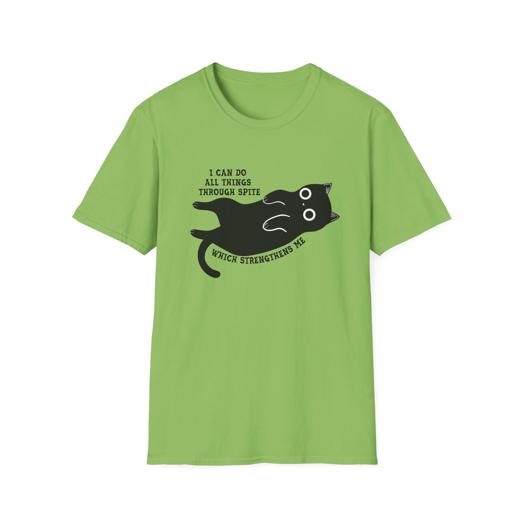 Additional photo of Cat Graphic — "I Can Do All Things Through Spit" Cute Funny Cat T-shirt