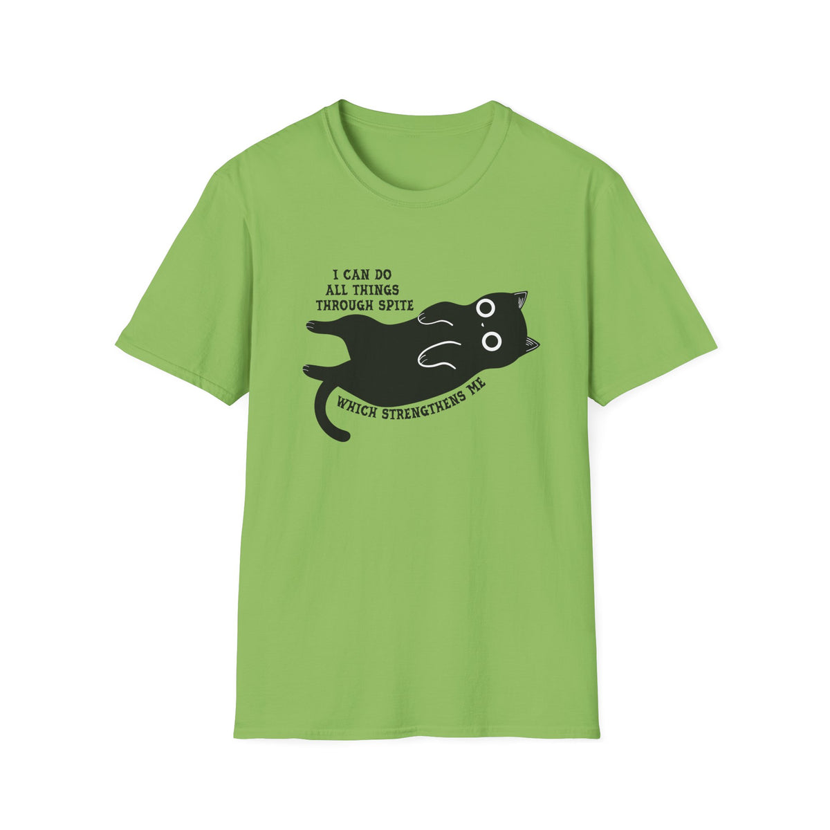 Additional photo of Cat Graphic — "I Can Do All Things Through Spit" Cute Funny Cat T-shirt