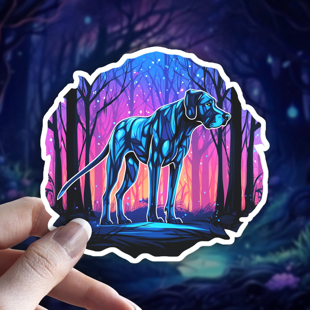 Mystical Dane Sticker, Starry Forest Holographic Decal