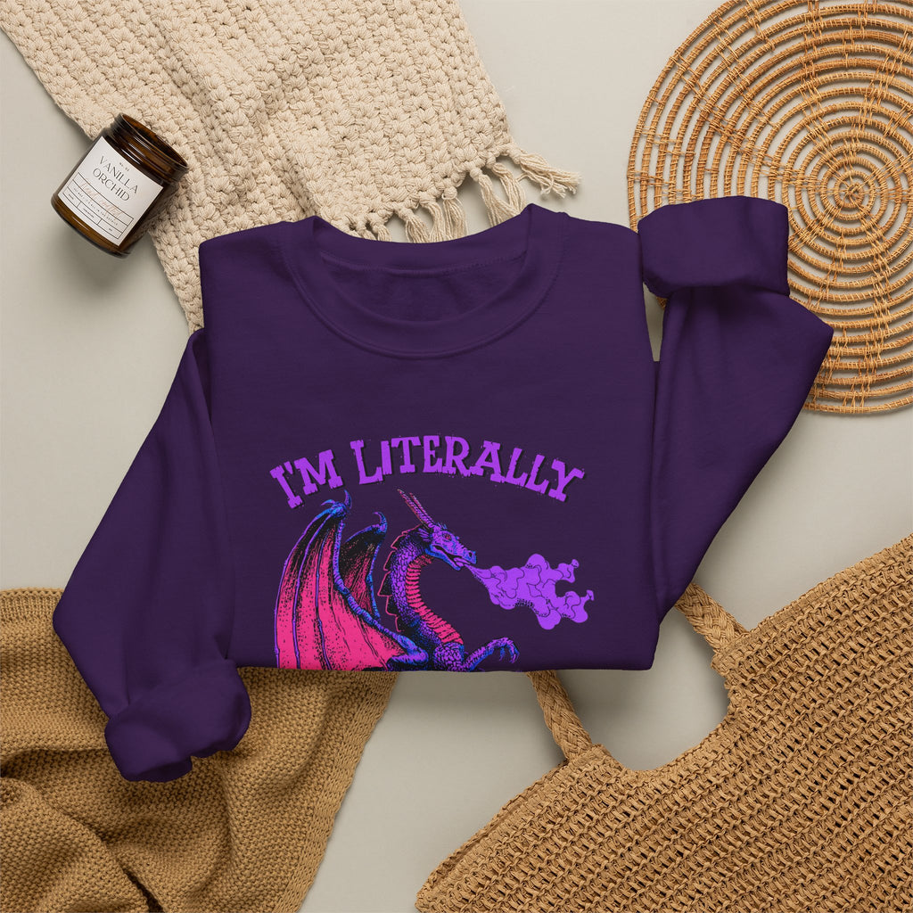 Retro Dragon Sweatshirt Im Literally Just a Girl Monster Girl Aesthetic 80s Fantasy Crewneck