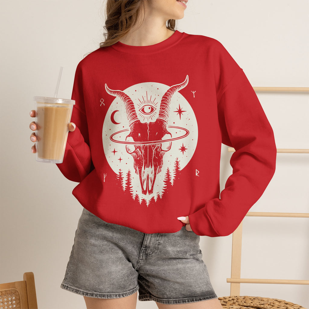 Blessed Be Sweatshirt, Occult Witchcore Crewneck, Goat Skull Sweater, Dark Witchy Aesthetic, Grunge Pagan Pullover Unisex