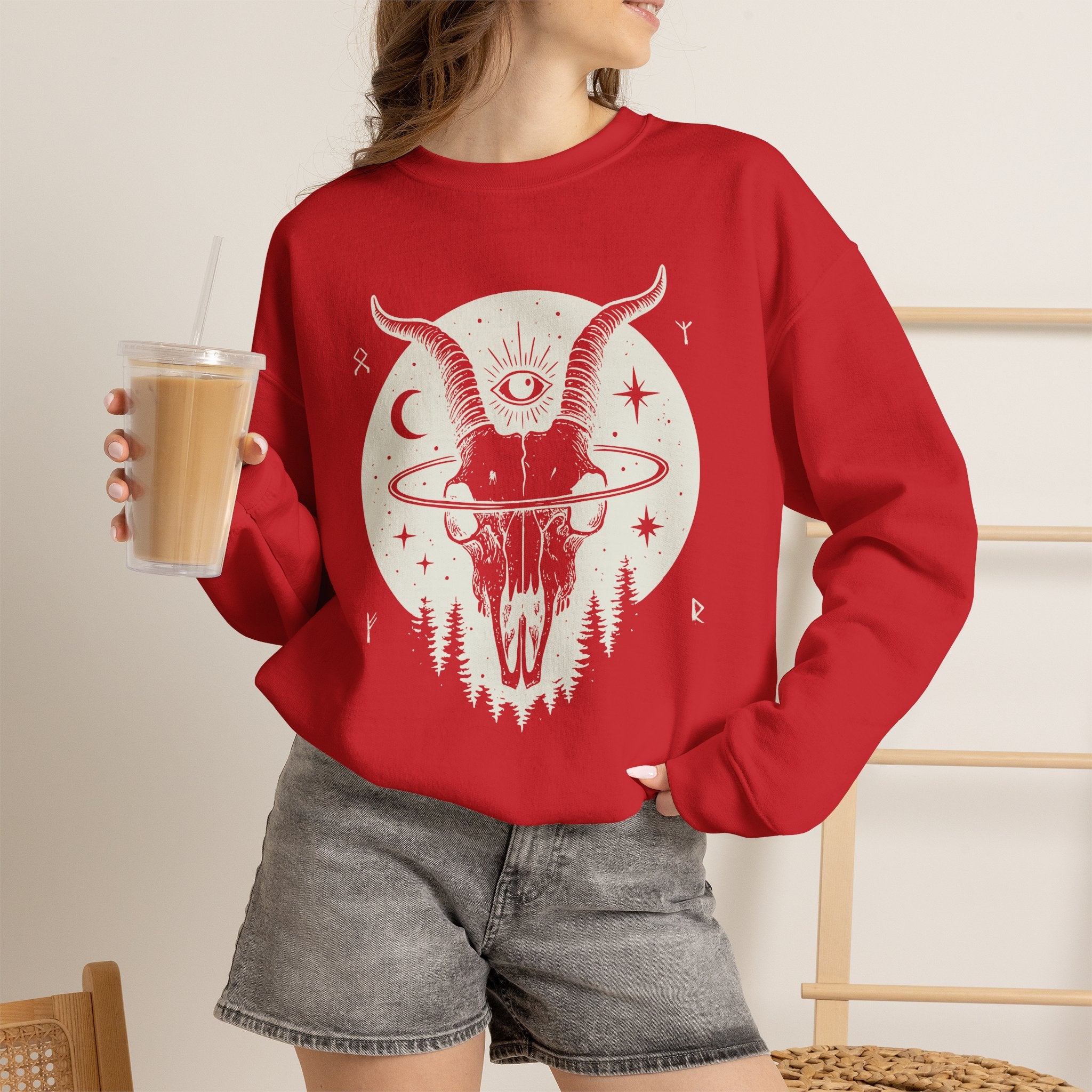 Blessed Be Sweatshirt, Occult Witchcore Crewneck, Goat Skull Sweater, Dark Witchy Aesthetic, Grunge Pagan Pullover Unisex