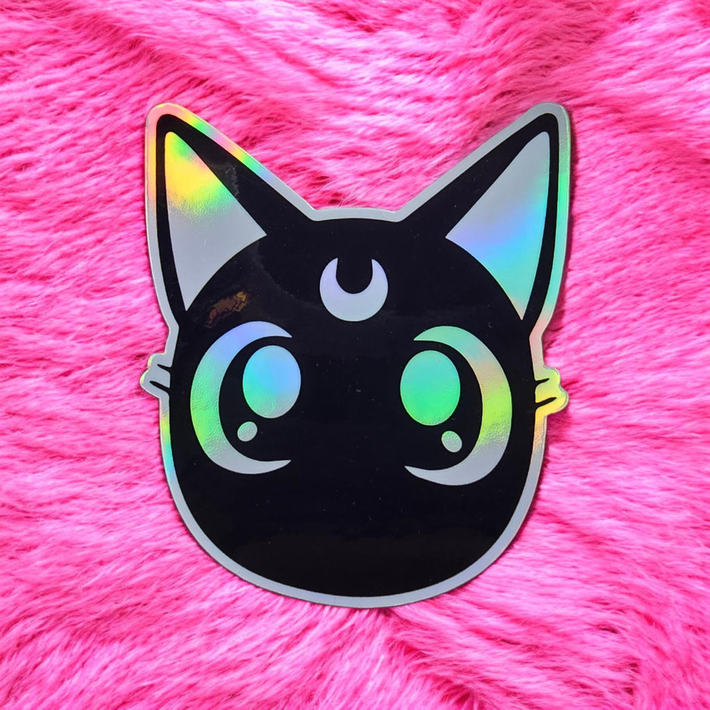 Luna Cat Holographic Sticker: Sailor Moon Anime Decal