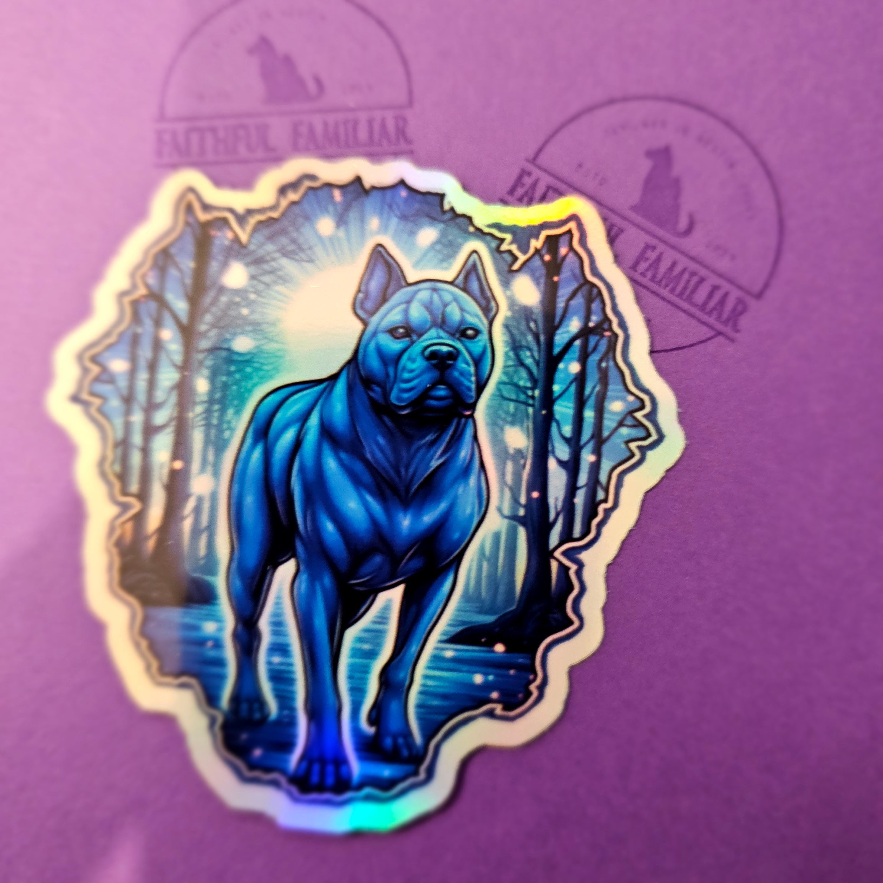 Witchy Pitbull Sticker: APBT Staffy Familiar, Water Resistant Decal