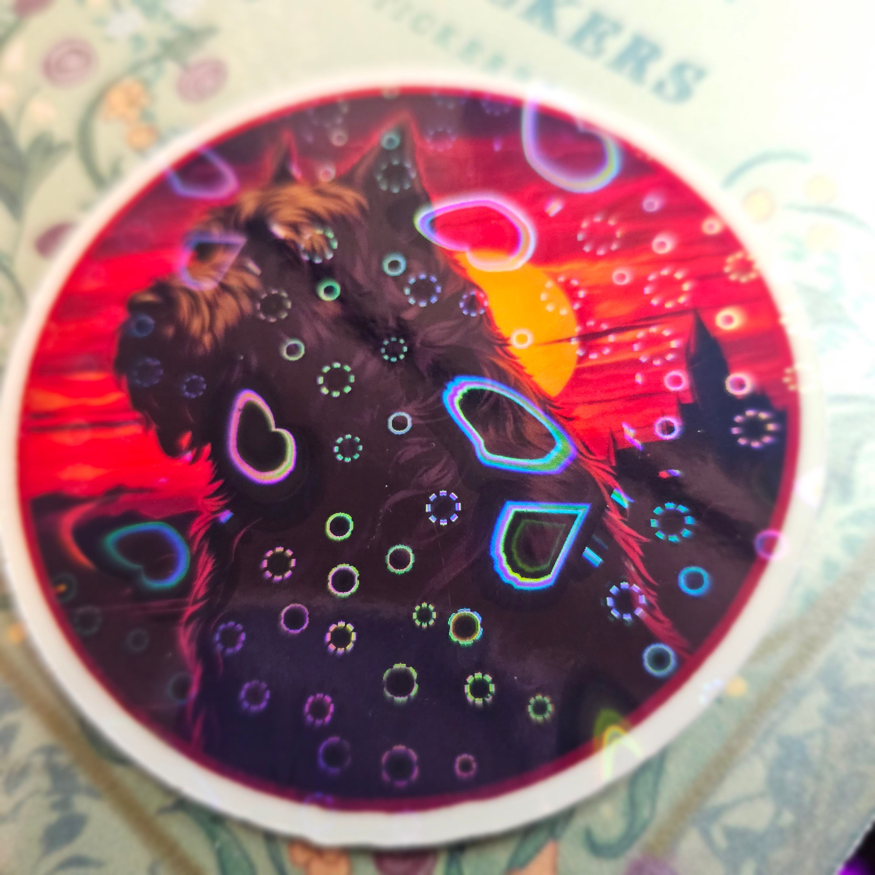 Mysterious Bouvier des Flandres - Familiar Witchy Gothic Holographic Dog Breed Sticker