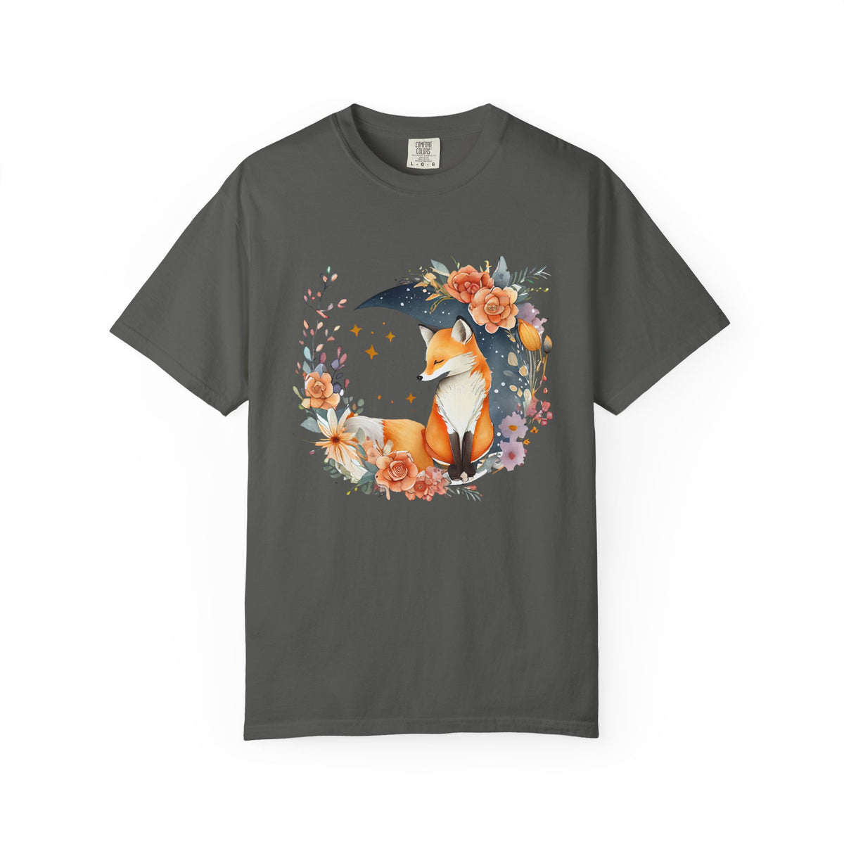 Fox Floral graphic shirt featuring Whimsical Fox with Moon & Flowers Graphic