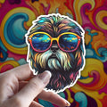 Trippy Shih Tzu Sticker: Groovy Dog Decal, Holographic Option