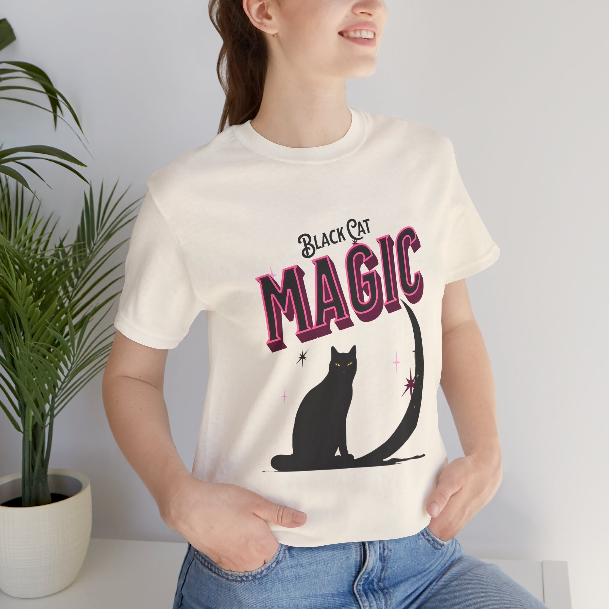 Black Cat Magic T‑Shirt — Halloween Moon Cat Graphic Tee
