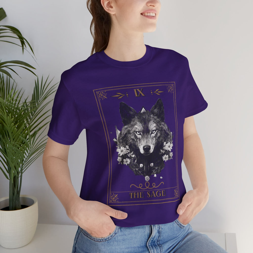 Wolf Tarot Graphic Tee — "The Sage" Vintage Wolf Illustration T-Shirt
