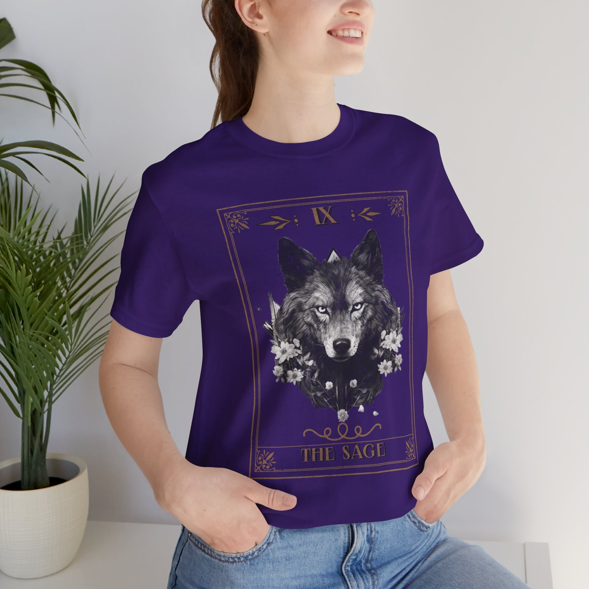Wolf Tarot Graphic Tee — "The Sage" Vintage Wolf Illustration T-Shirt