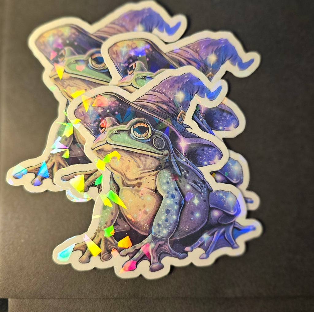 Clear Frog Wizard Holographic Vinyl Sticker - D&D DM Gift