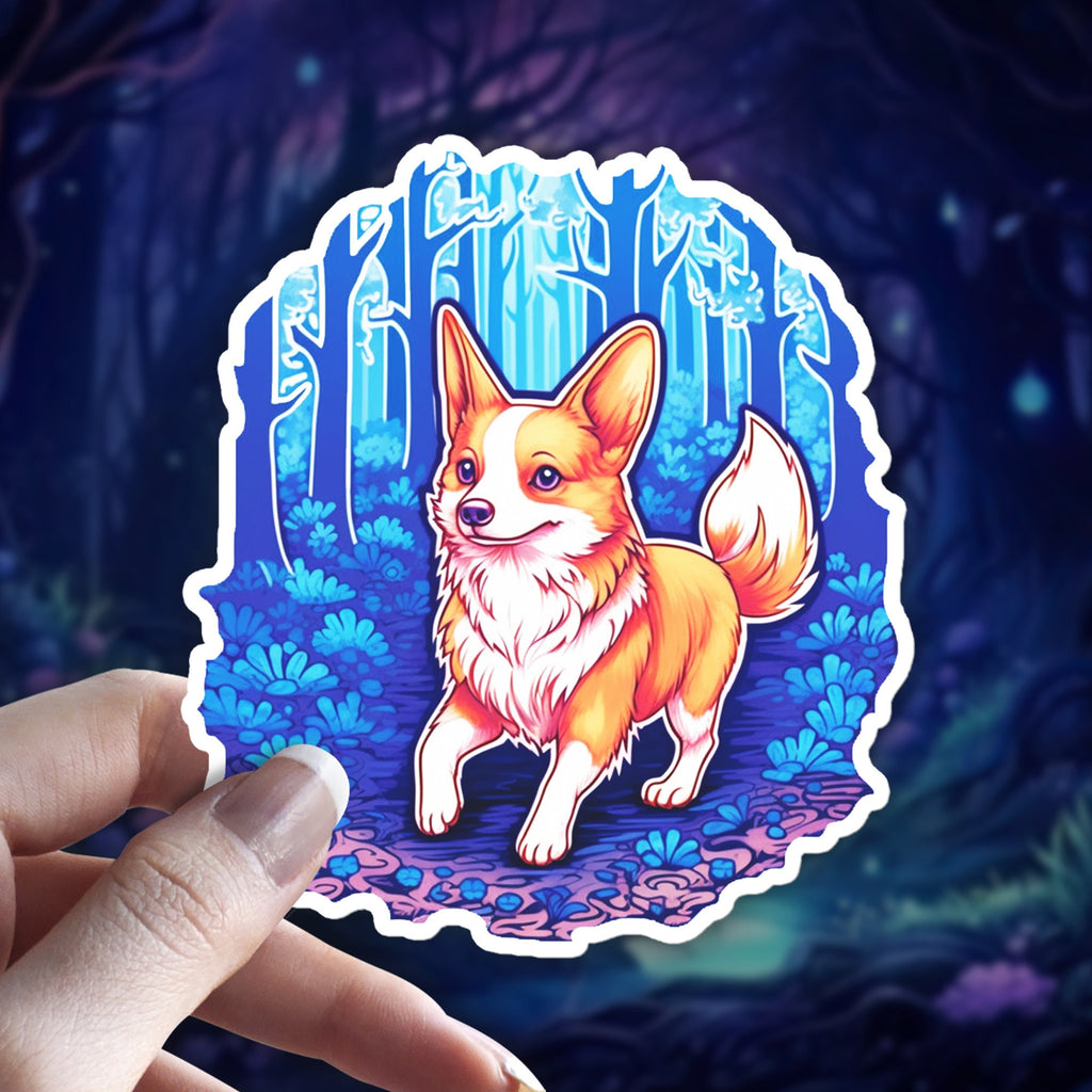 Witchy Corgi Familiar Sticker: Holographic Dog Lover Gift