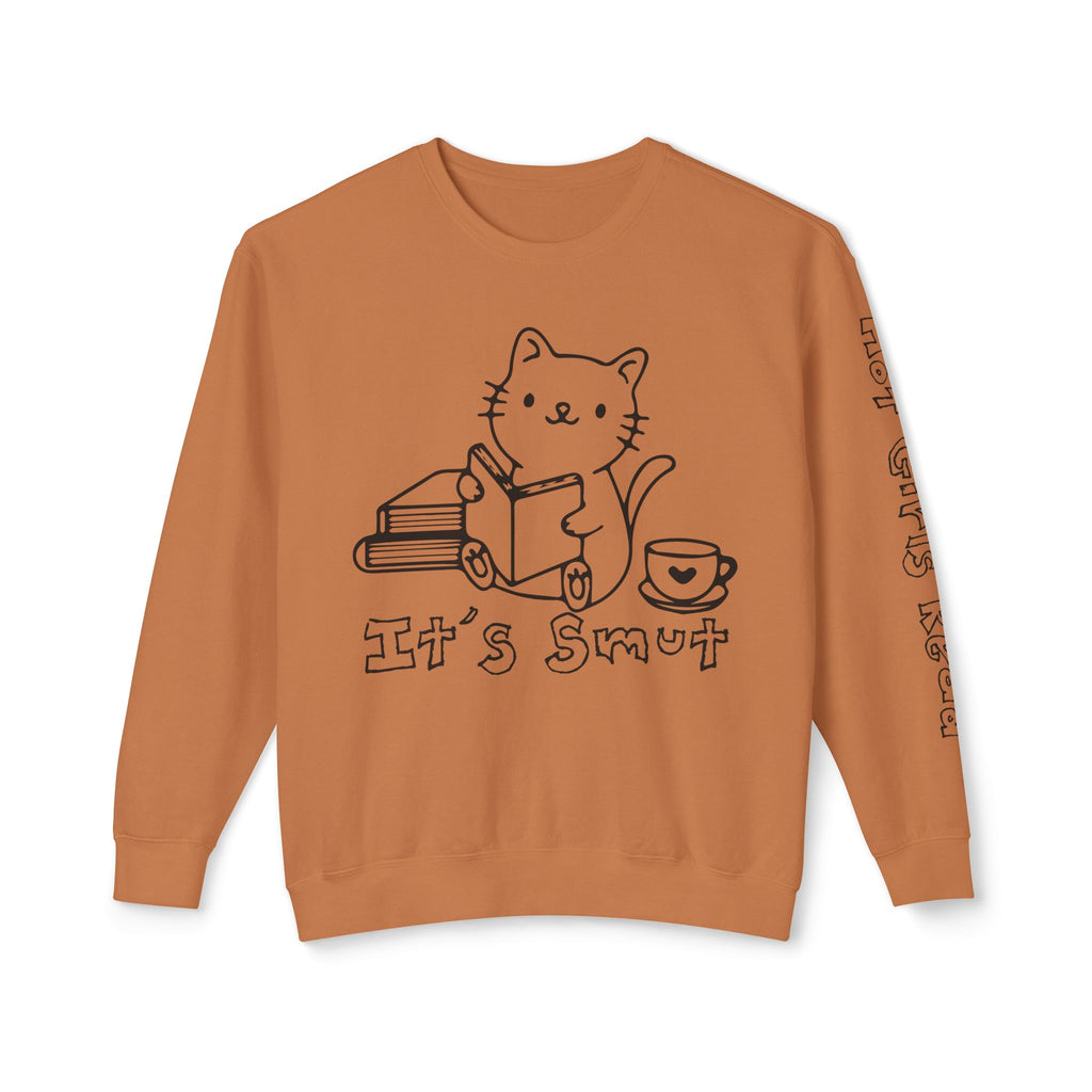 Additional photo of Cat Reading "It's Smut" sweatshirt