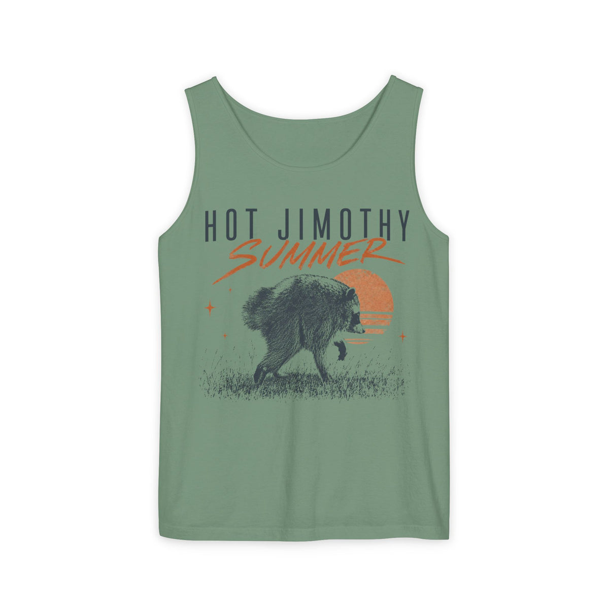 Hot Jimothy Summer graphic tank top featuring Viral Seattle Raccoon Graphic