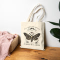 Lilith Moth Canvas tote bag featuring "Always Be a Lilith" Witchy Boho Market Bag in Natural