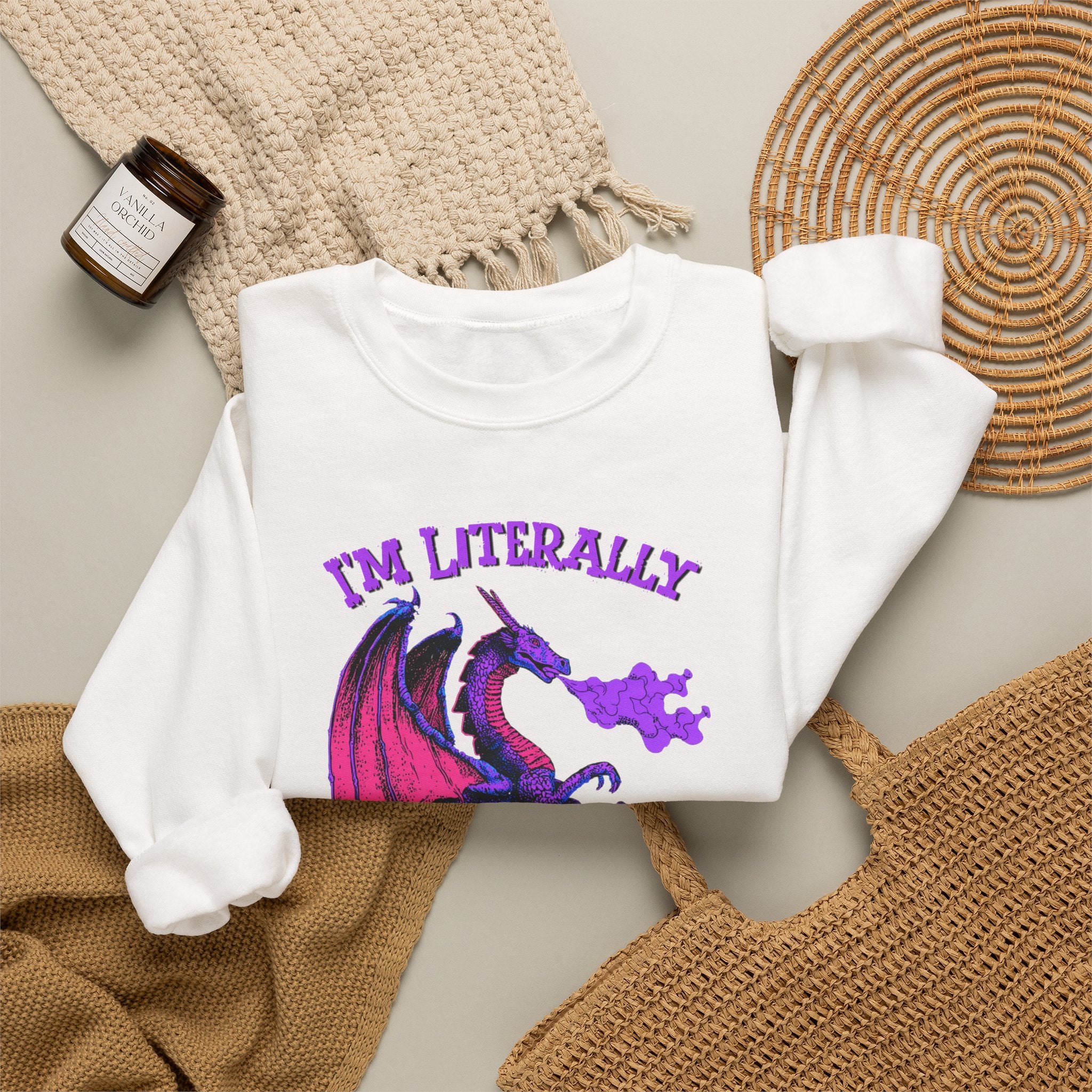 Retro Dragon Sweatshirt Im Literally Just a Girl Monster Girl Aesthetic 80s Fantasy Crewneck