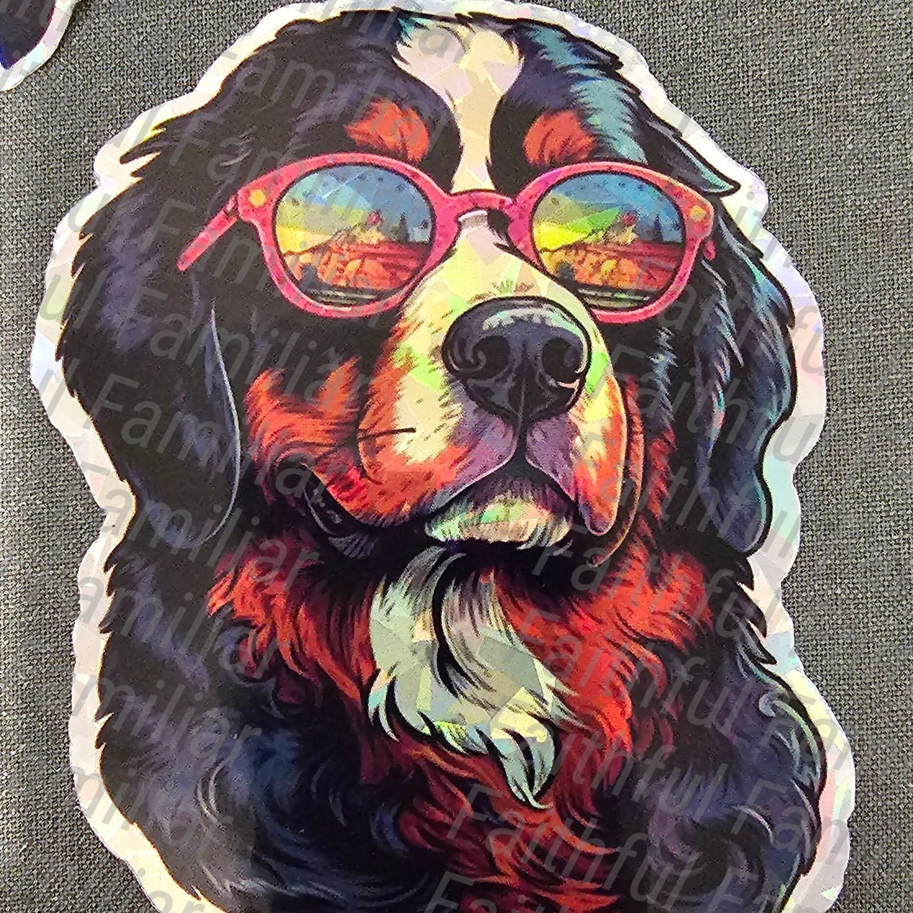 Trippy Bernese Mountain Dog Sticker - Water Resistant Vinyl