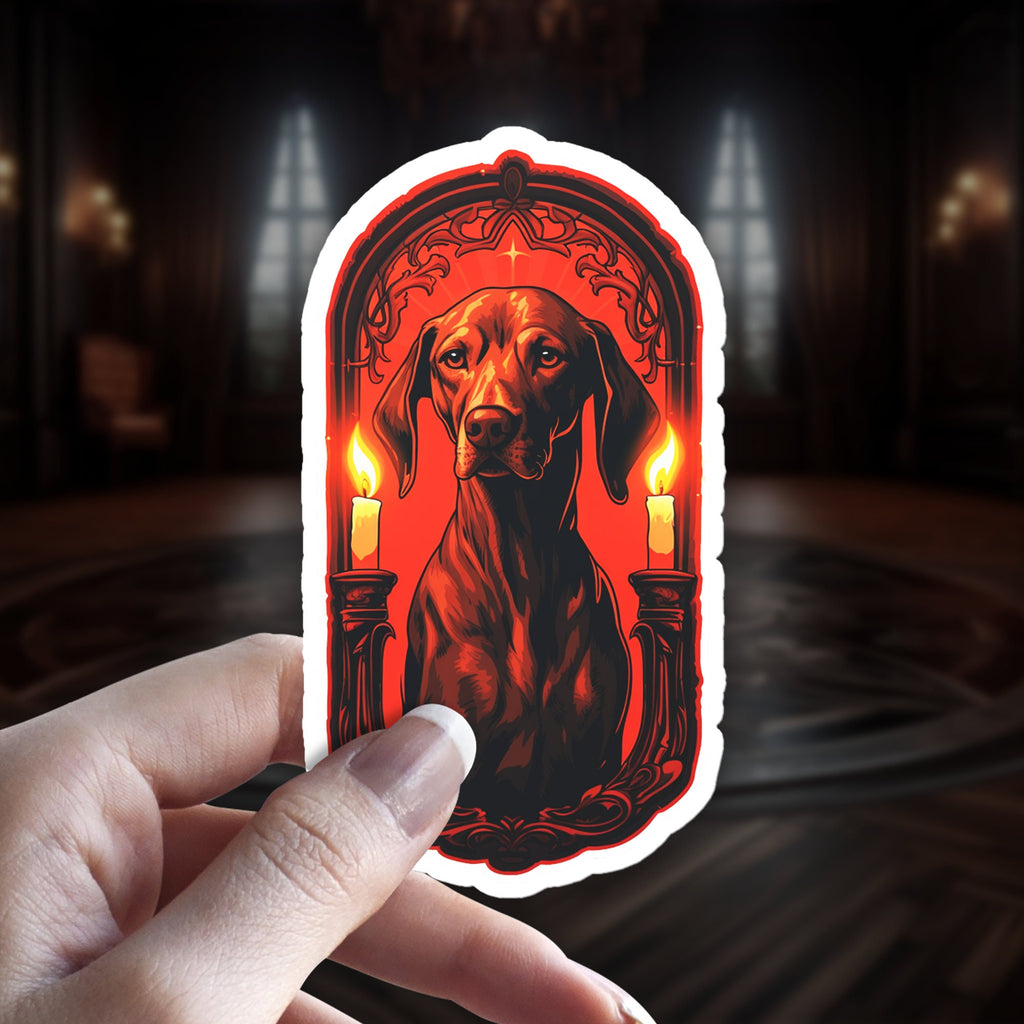 Vizsla Sticker: Witchy Gothic Holographic Dog Breed Decal