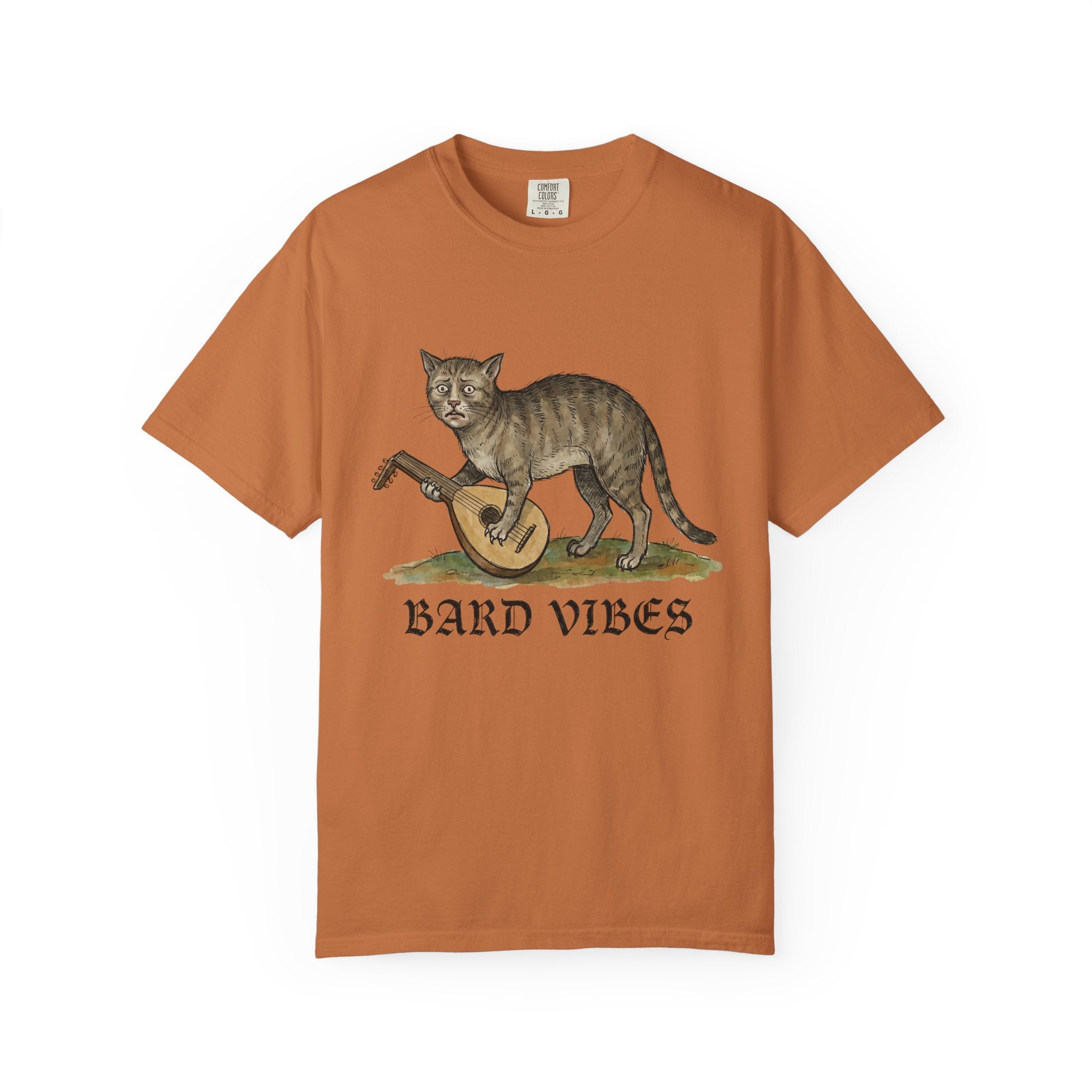 Bard Vibes Cat Shirt | Medieval Cat Art Tee, Funny Folk Fantasy Shirt, Music Lover Gift, DnD Bard Aesthetic Unisex Tee