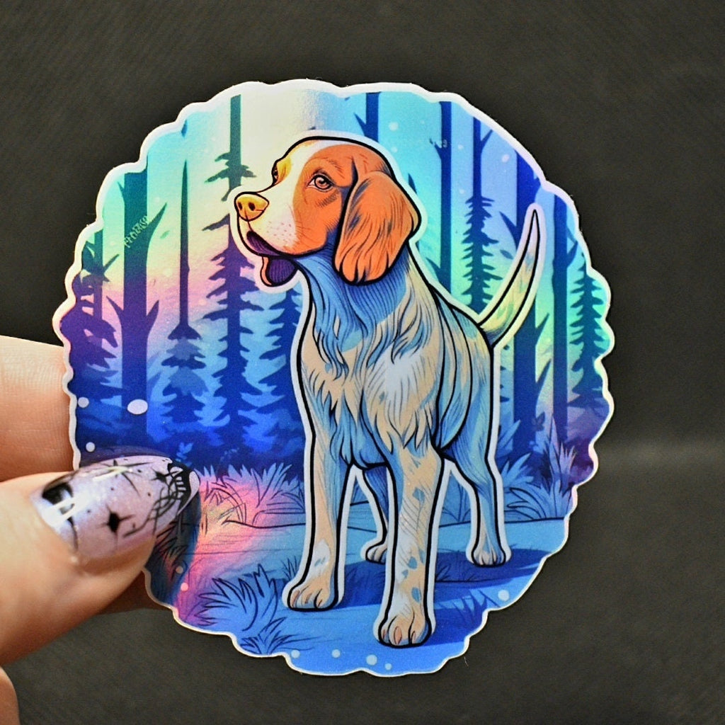 Brittany Spaniel Sticker: Holographic Bird Dog Decal