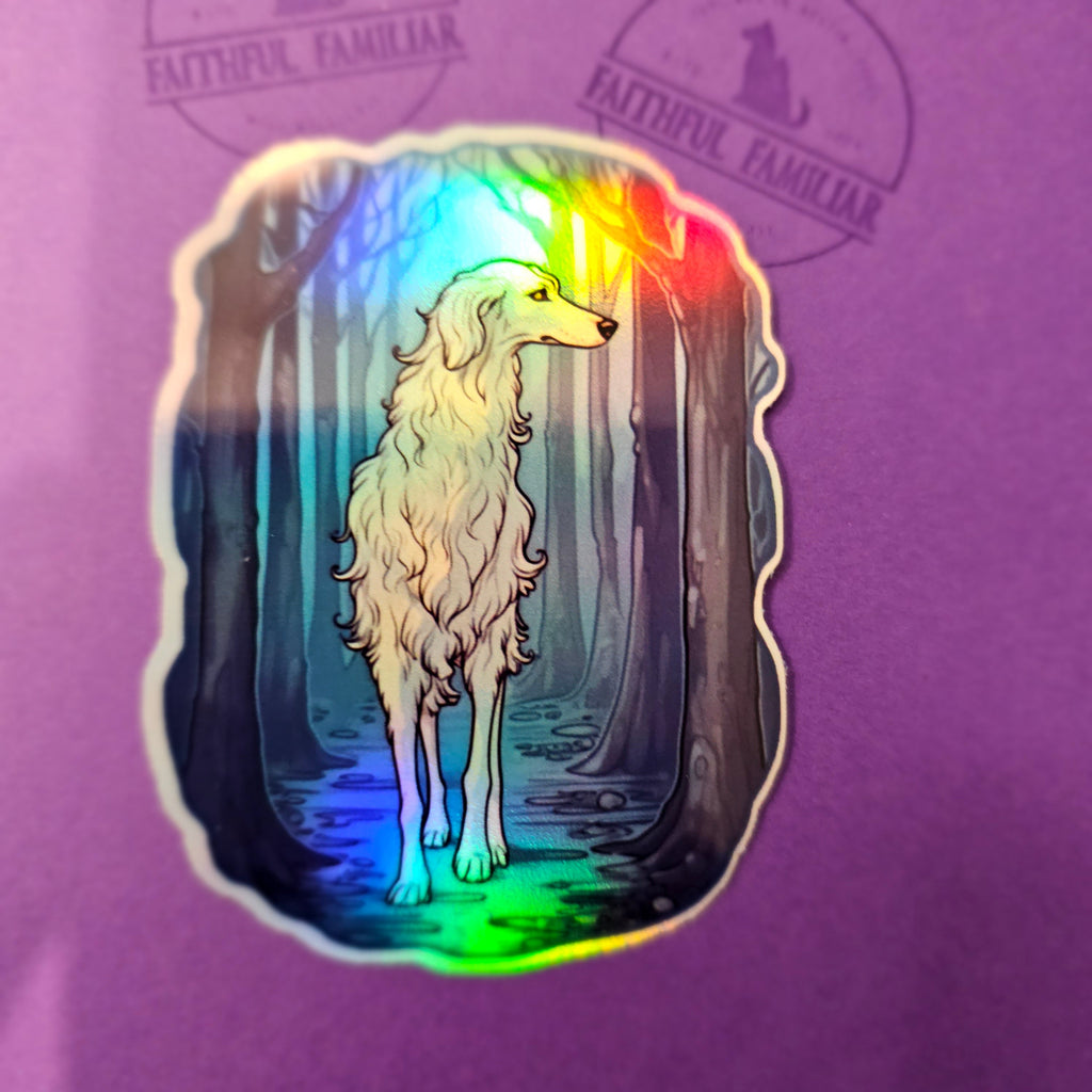 Mystical Borzoi Sticker | Ethereal Dog Vinyl Decal for Water Bottles & Laptops