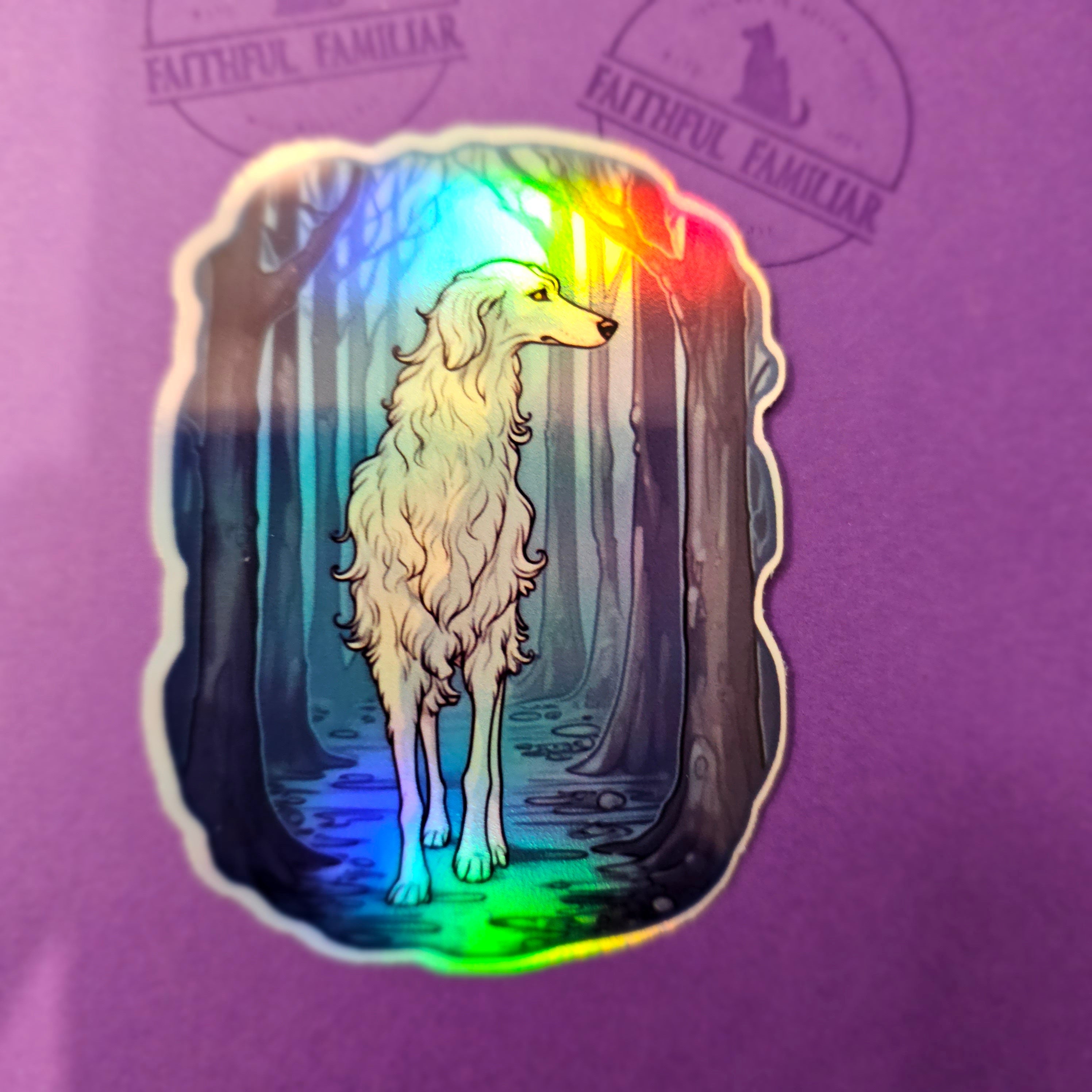 Mystical Borzoi Sticker | Ethereal Dog Vinyl Decal for Water Bottles & Laptops