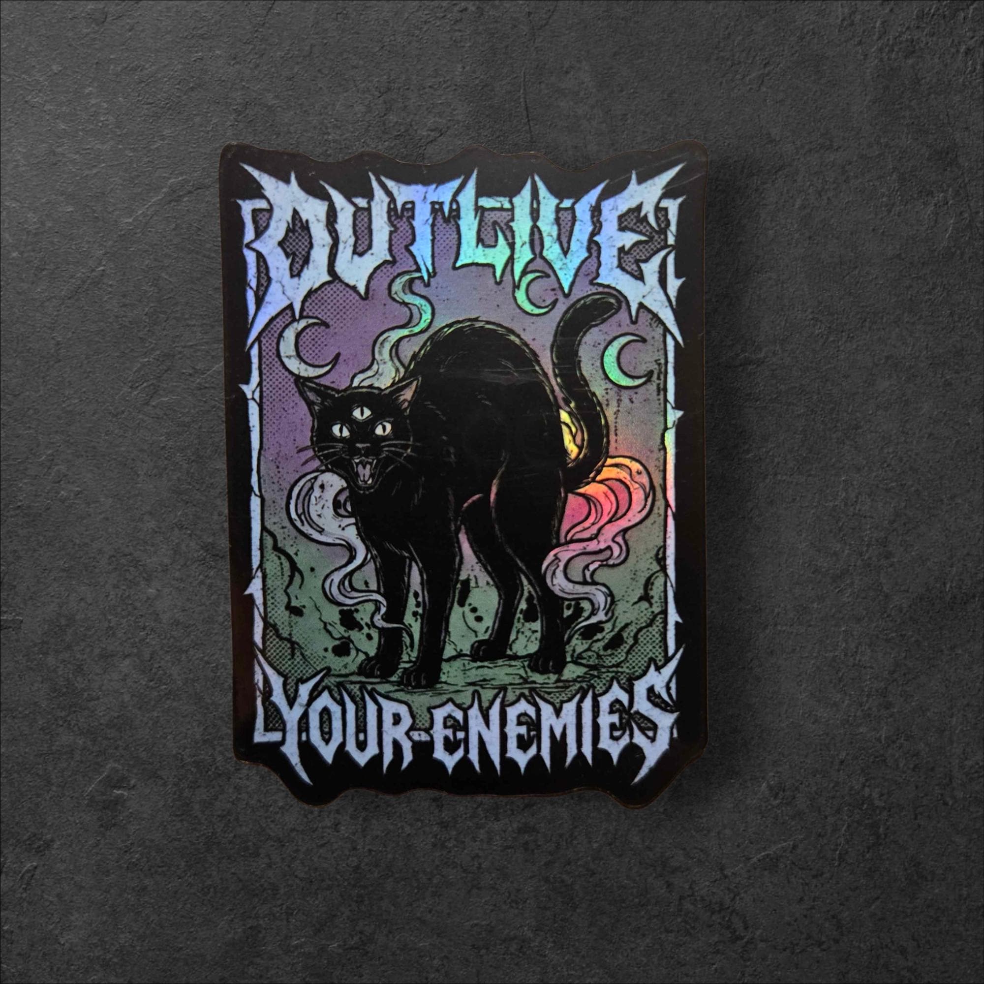 Goth Black Cat Sticker, Witchy Occult Art Vinyl Sticker, Dark Alternative decal