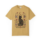 Witchy Black Cat graphic shirt featuring Folk Art Floral Comfort Colors Tee