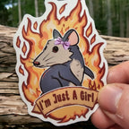 I'm Just A Girl Funny Possum Meme vinyl sticker