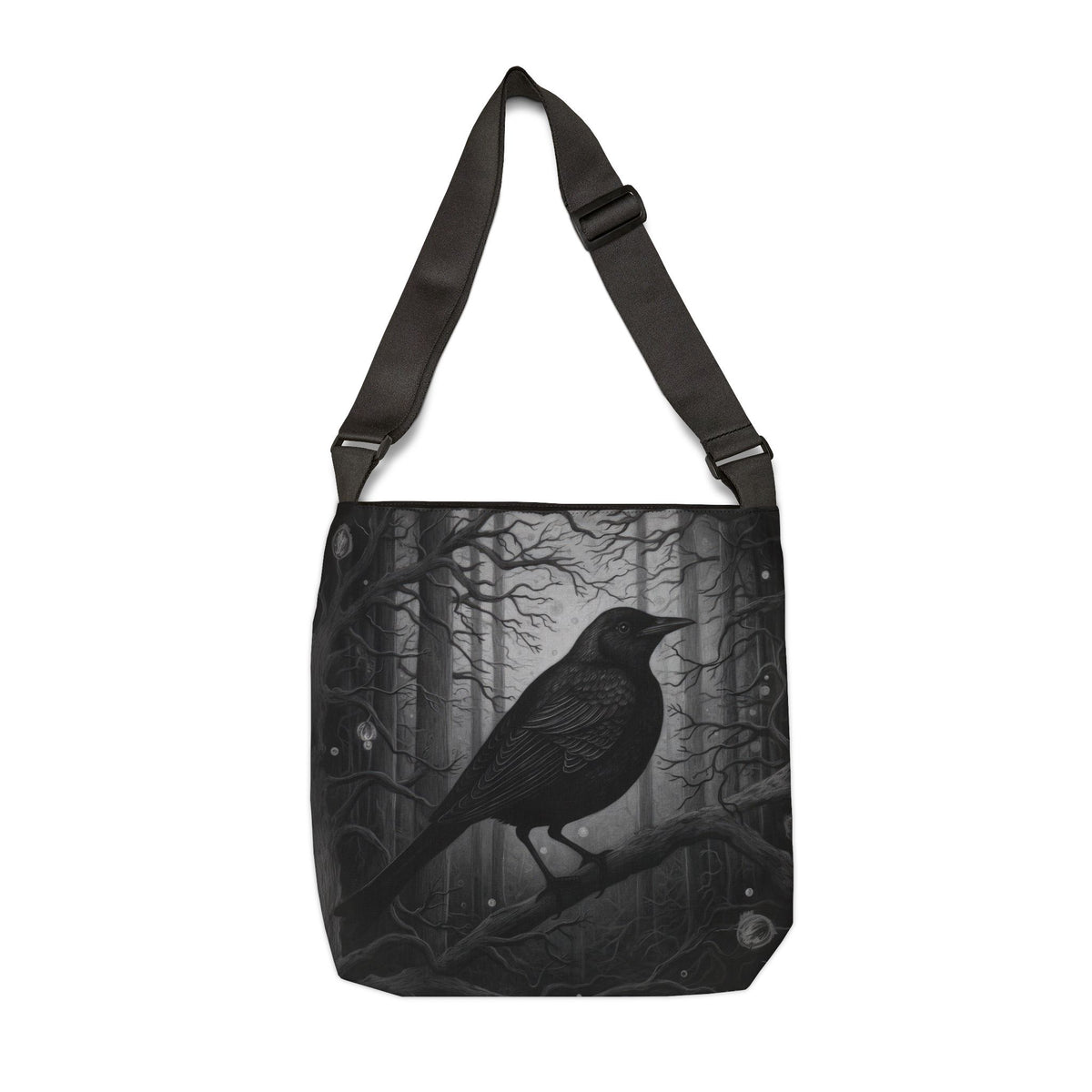 Raven Forest tote bag featuring Gothic Crow Zipper Tote