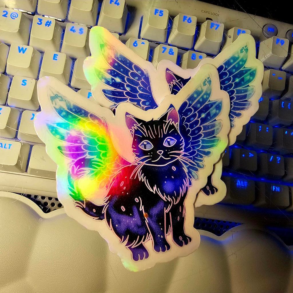 Transparent Tressym Cat Sticker – Winged Cat Fantasy Vinyl Decal