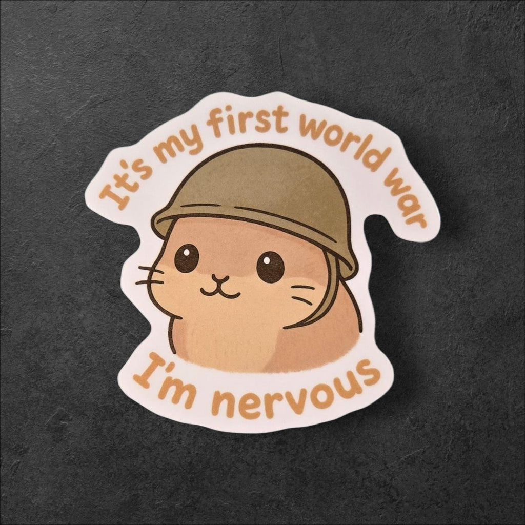 Nervous Hamster Vinyl Sticker: Kawaii Warcore Meme Decal