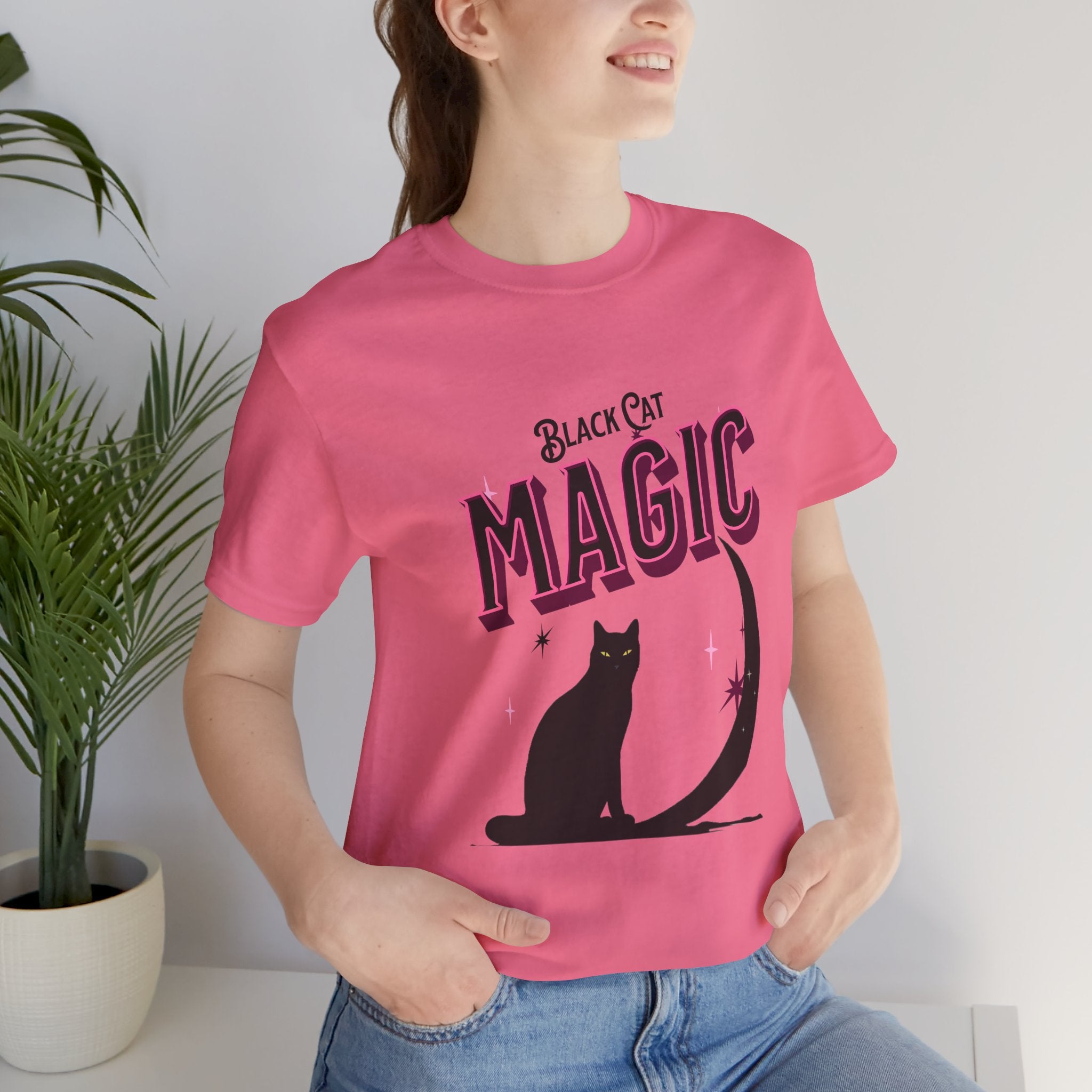 Black Cat Magic T‑Shirt — Halloween Moon Cat Graphic Tee