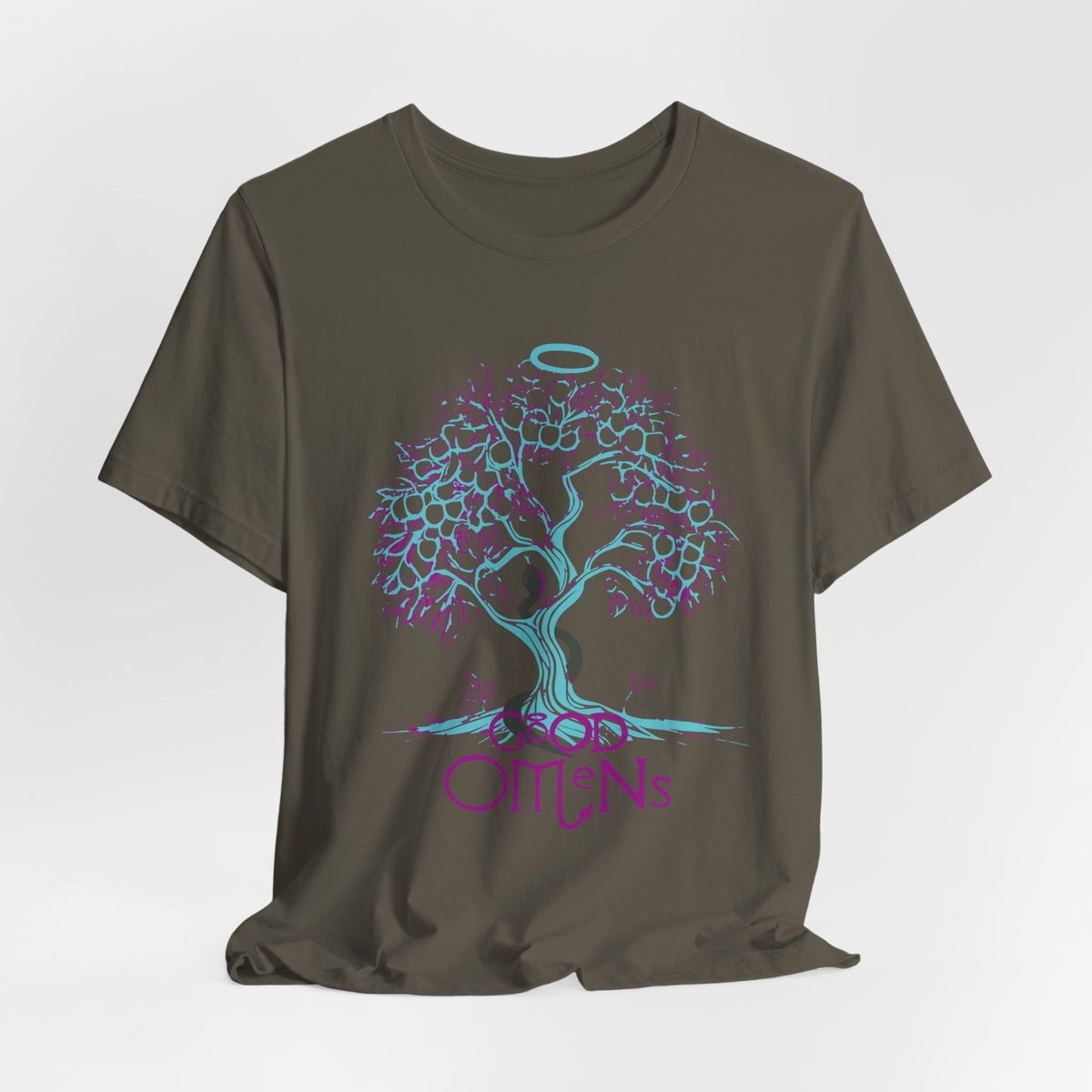 Good Omens Tree of Knowledge Doodle Aziraphale graphic shirt featuring Comic Con Fandom Jersey Short Sleeve Tee