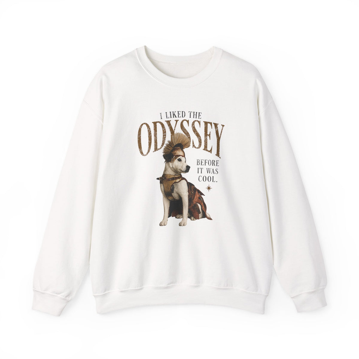 I Liked the Odyssey Before It Was Cool graphic sweatshirt featuring Greek Mythology Dog Crewneck