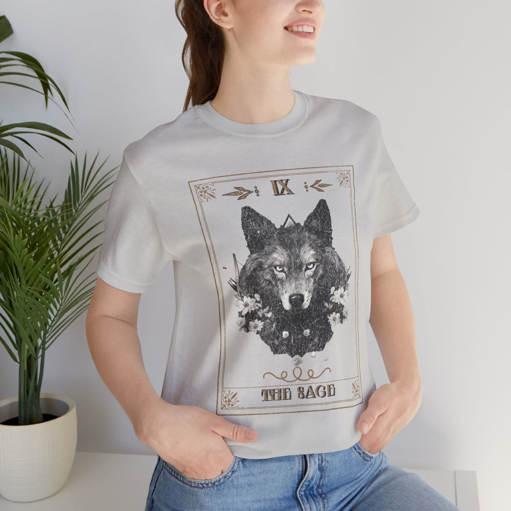 Wolf Tarot Graphic Tee — "The Sage" Vintage Wolf Illustration T-Shirt