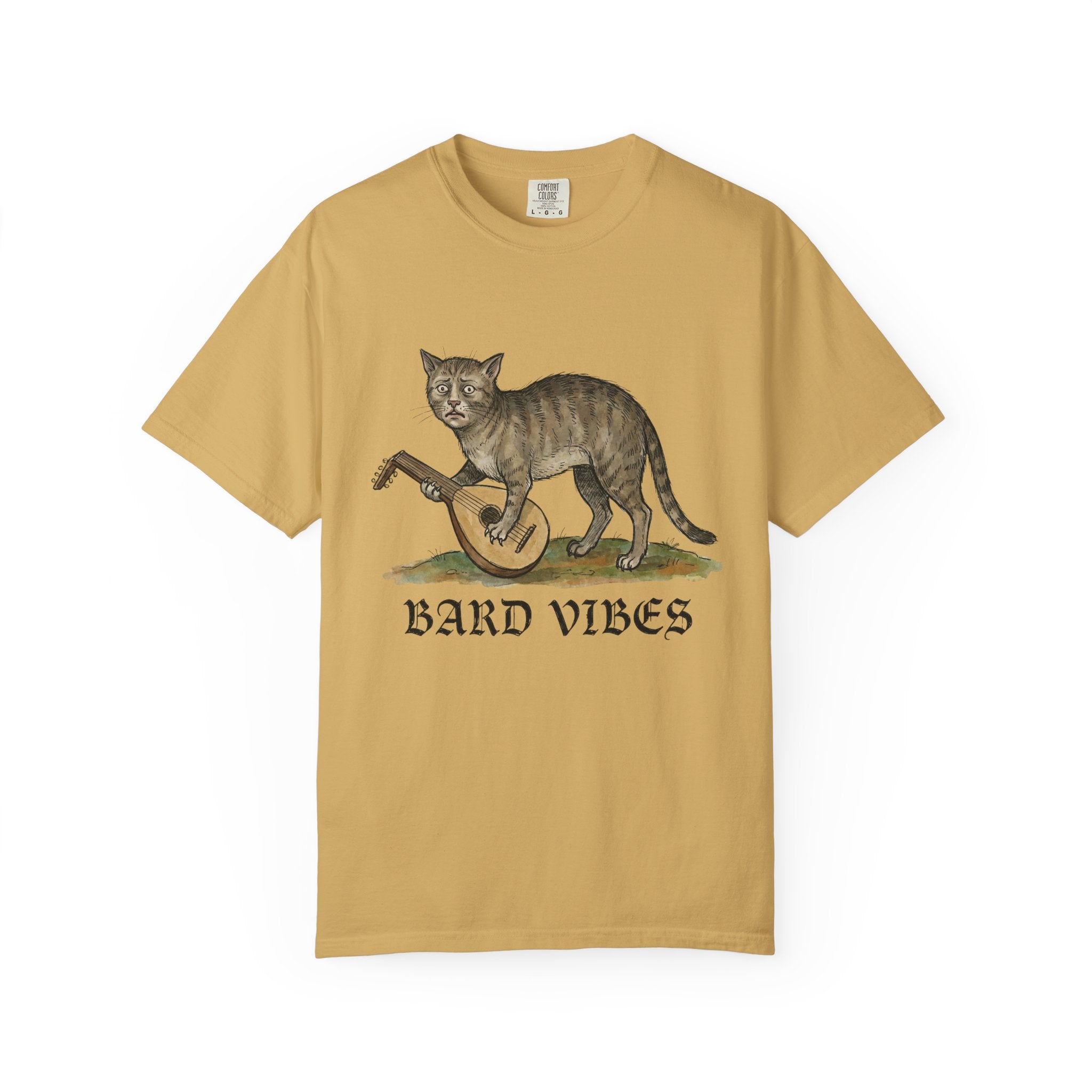 Bard Vibes Cat Shirt | Medieval Cat Art Tee, Funny Folk Fantasy Shirt, Music Lover Gift, DnD Bard Aesthetic Unisex Tee