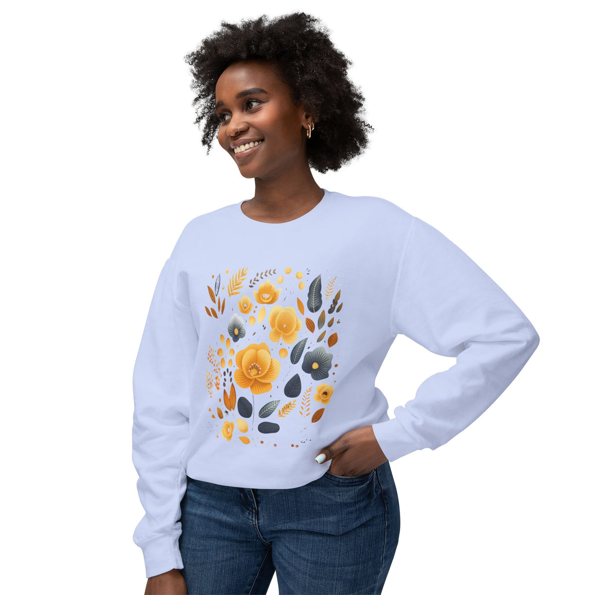 Golden Blooms graphic sweatshirt featuring Vintage Botanical Floral
