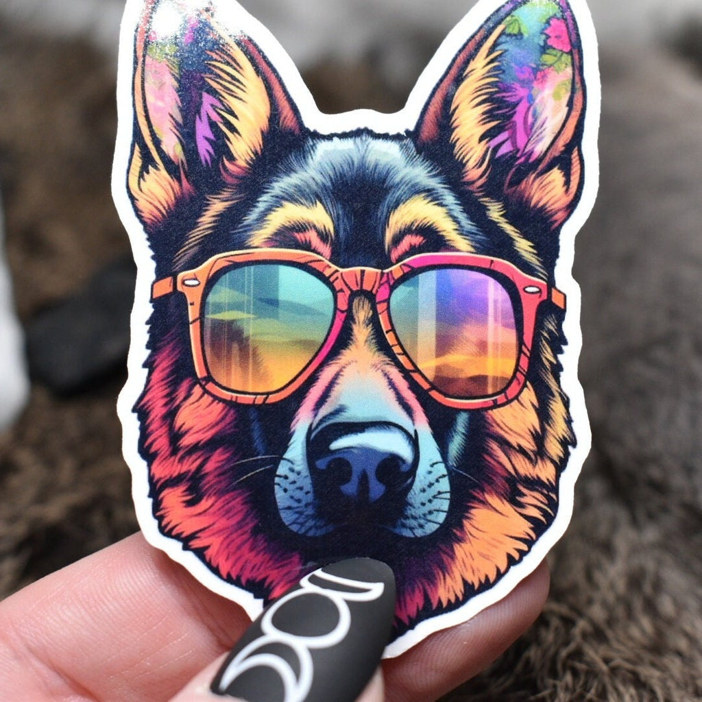 Trippy German Shepherd Sticker
