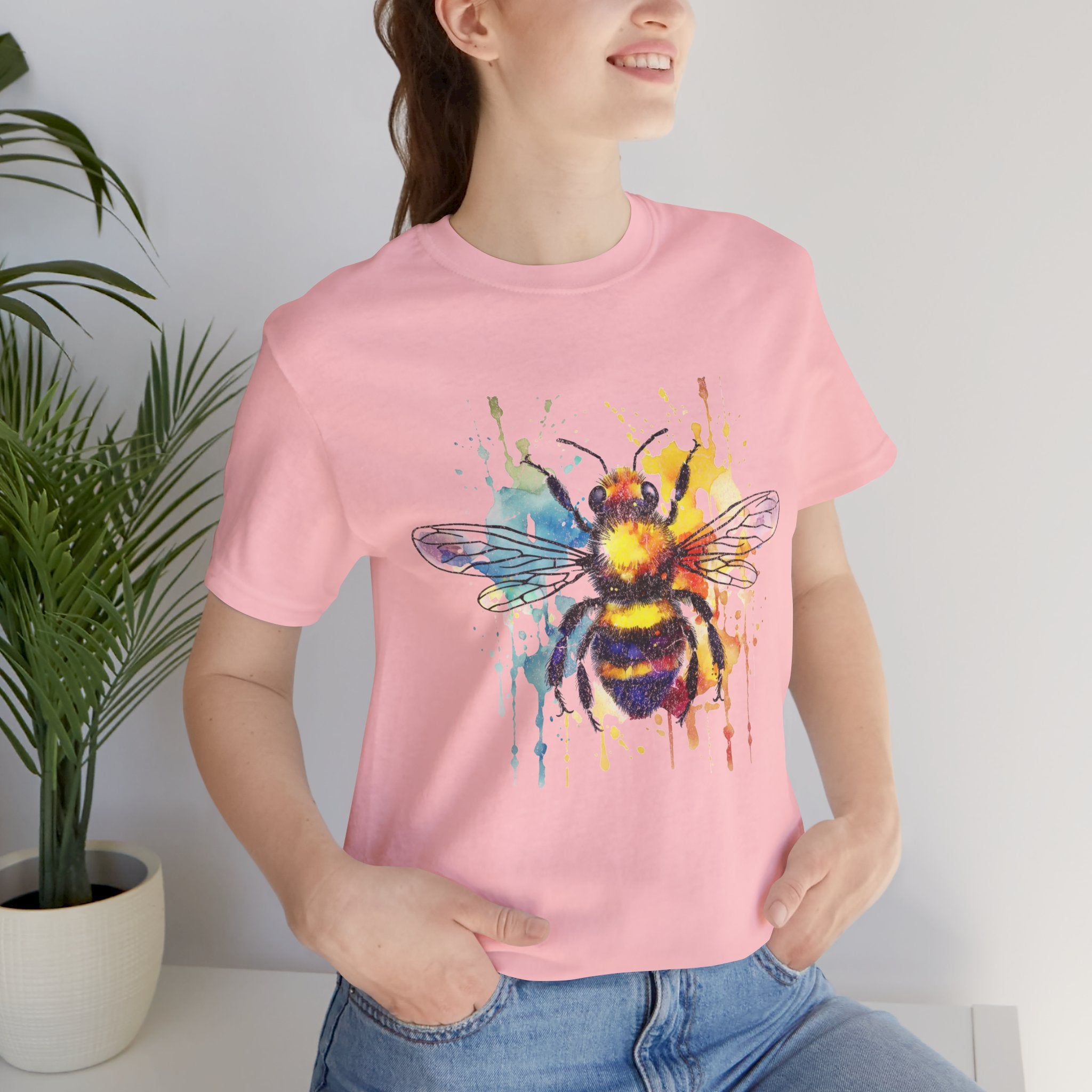 Watercolor Bee T-Shirt — Colorful Drip Honeybee Tee