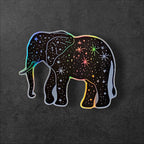 Celestial Elephant : Holographic Moon & Stars vinyl sticker