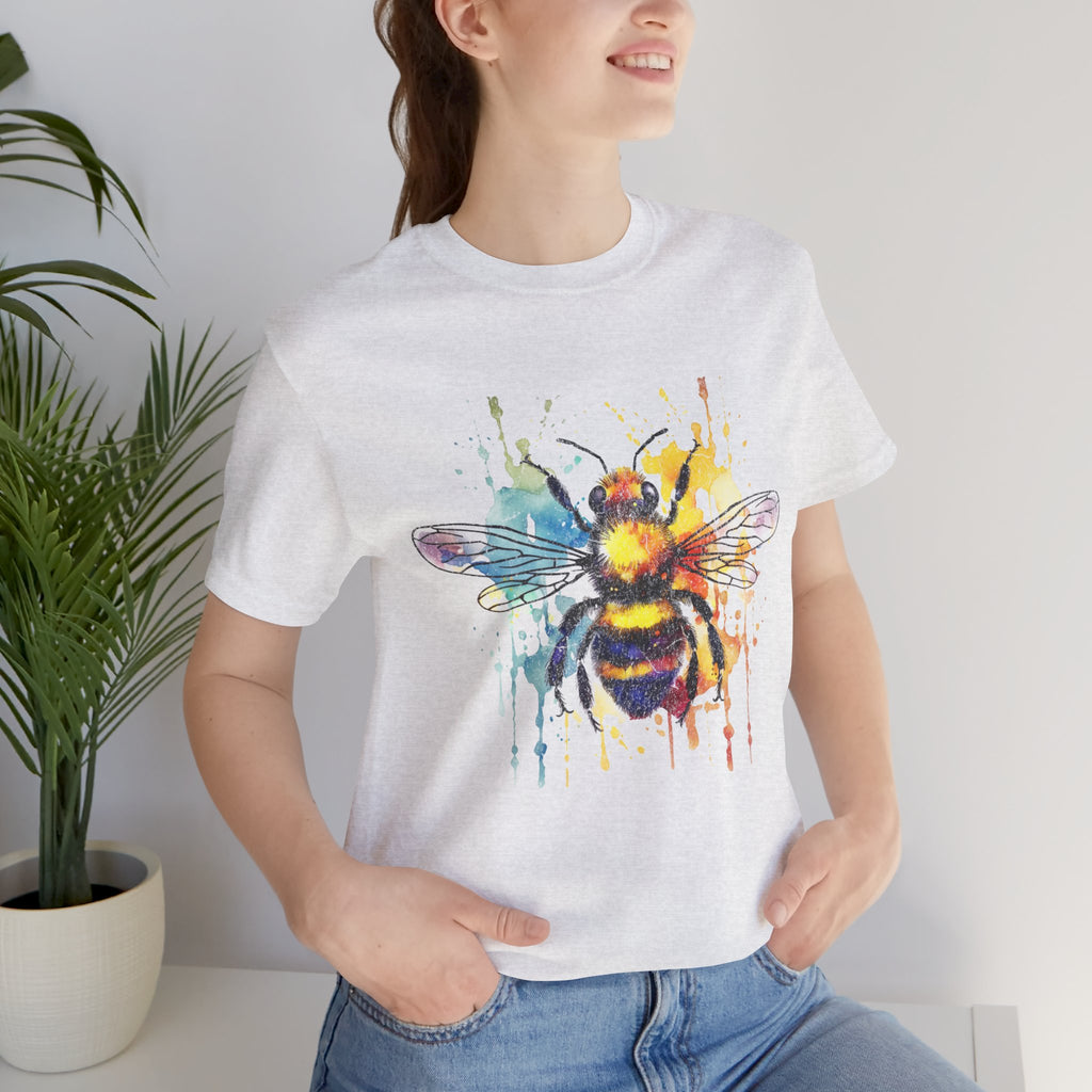 Watercolor Bee T-Shirt — Colorful Drip Honeybee Tee