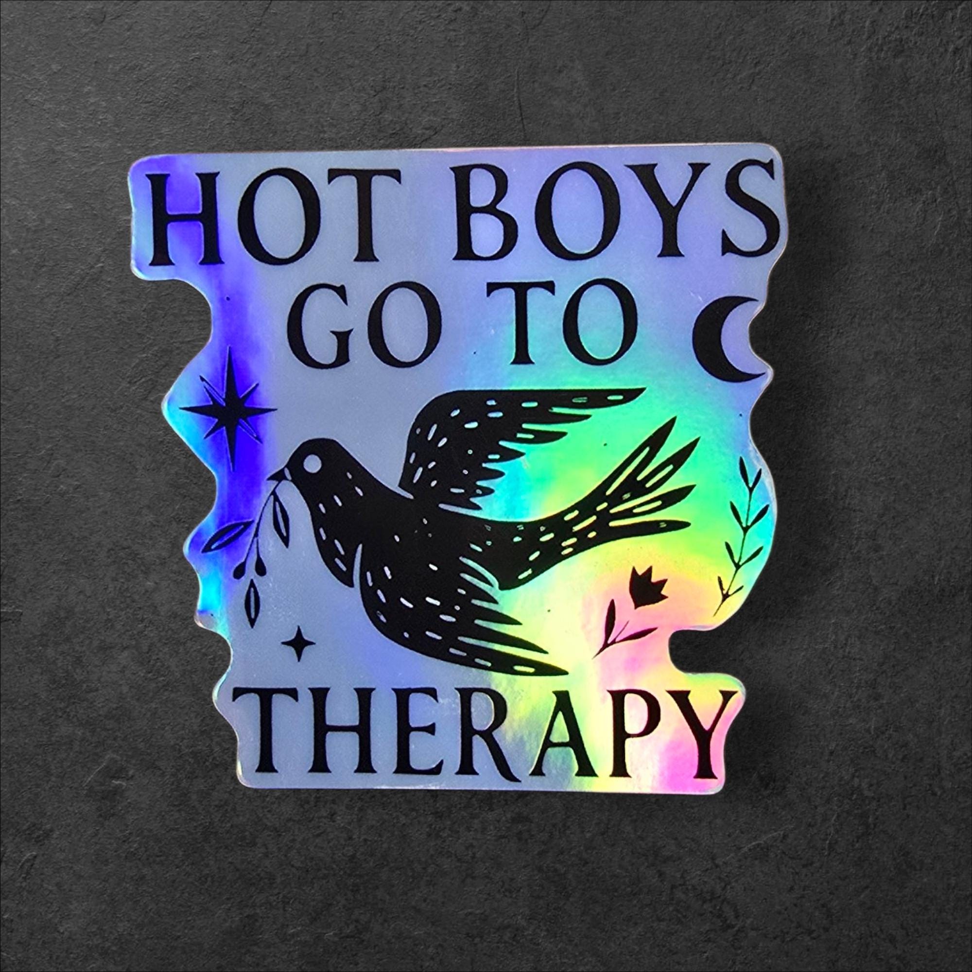 Hot Boys Go To Therapy Sticker: Funny Mental Health Vinyl Decal