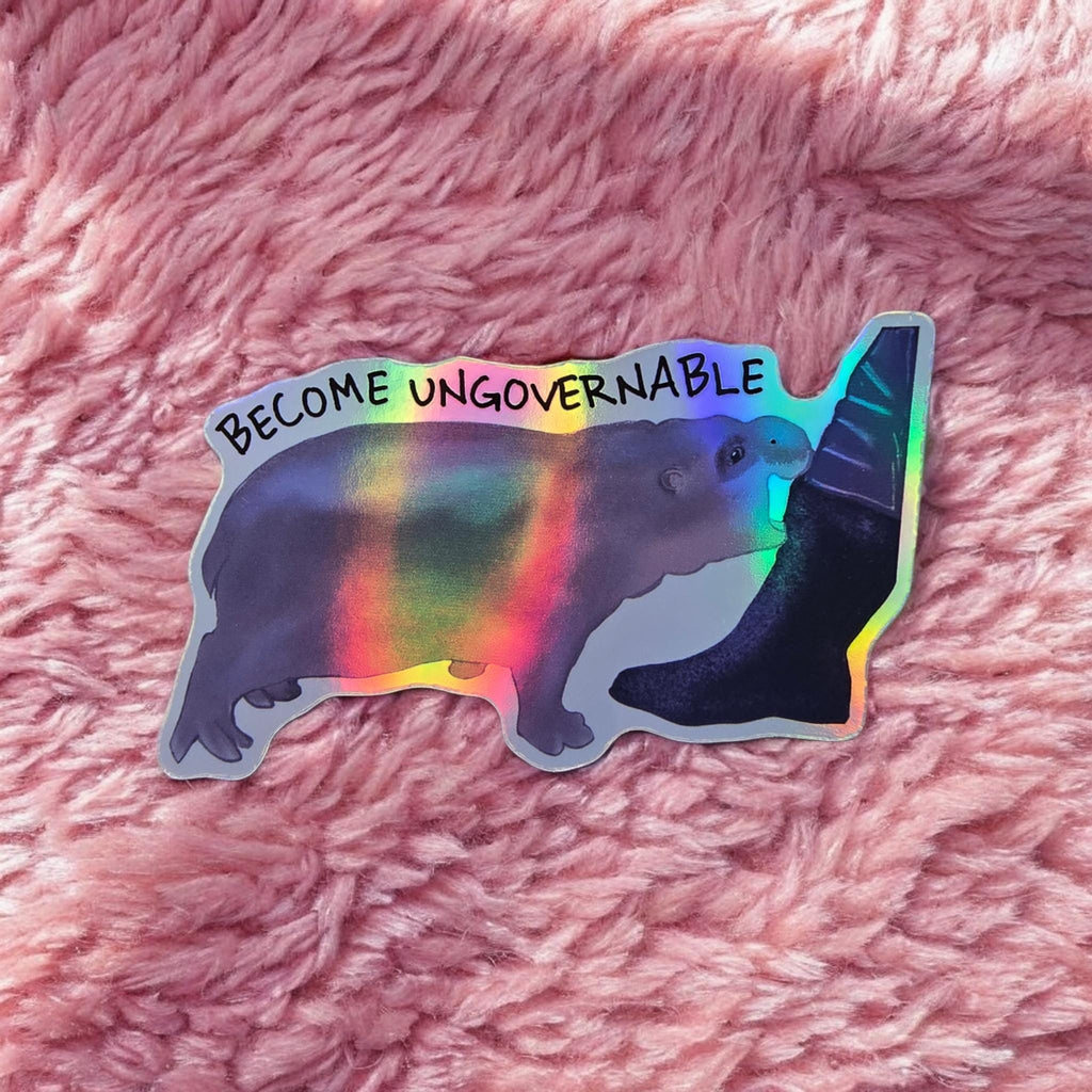 Cute Hippo Vinyl Sticker | Funny Ungovernable Moo Deng Decal